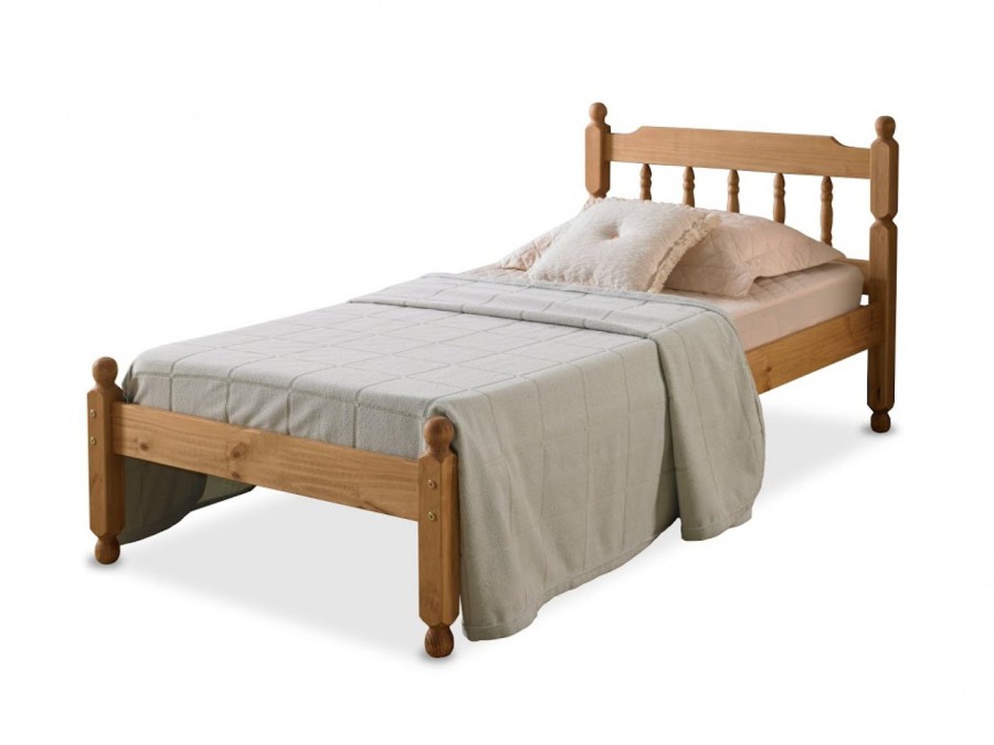 46 COLONIAL SPINDLE BED IN WAXED PINE WITH MEMORY FOAM 5000 MATTRESS